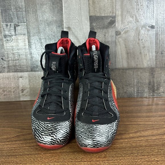 Nike Air Flightposite Exposed Zebra Size 8.5 616765-001 Red Black Silver OG Foam - Picture 2 of 6